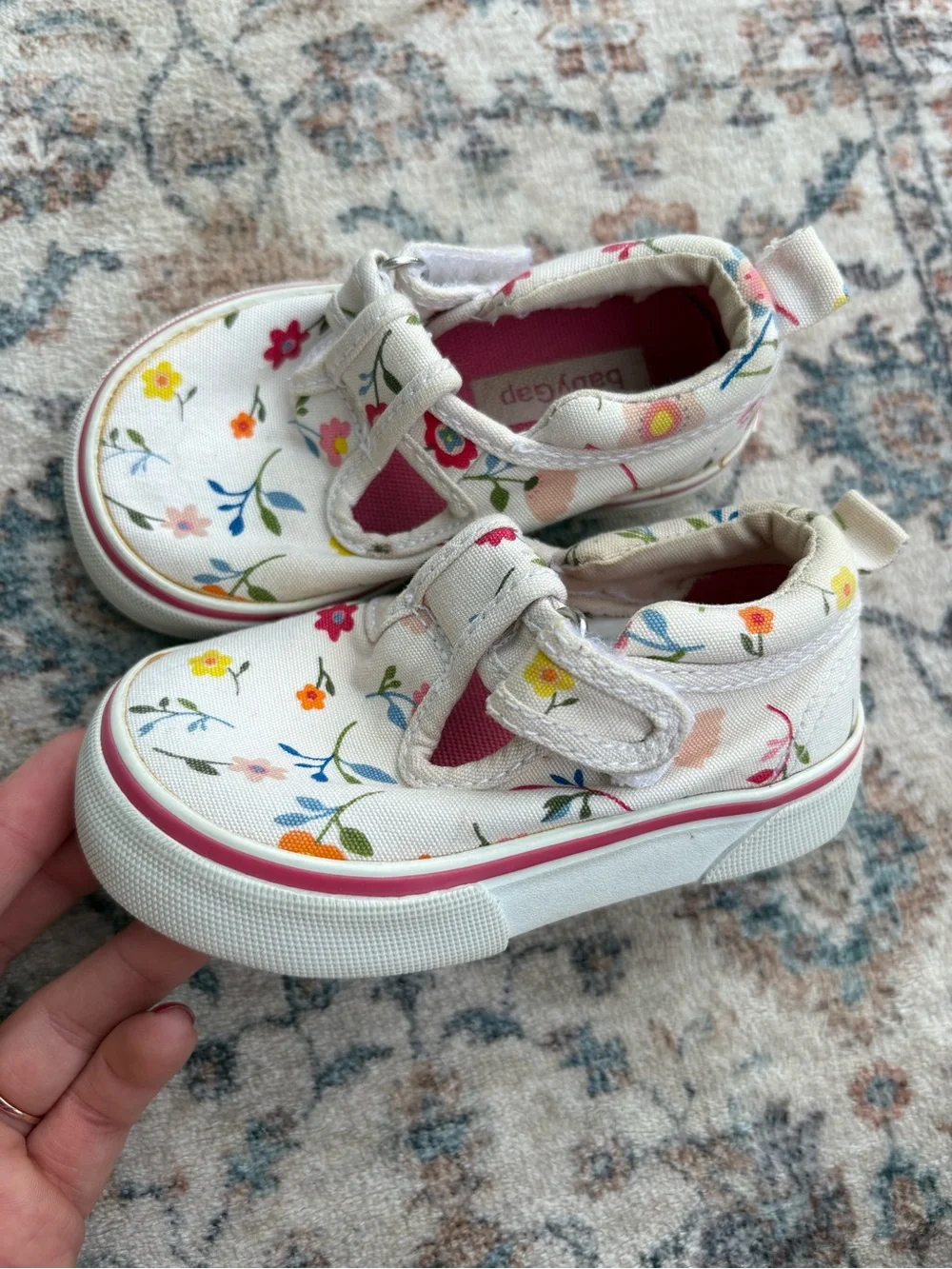 Girls Toddler Floral Canvas Mary Jane Sneakers - BABYGAP Colorful Flowers